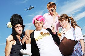 The cast of Perez Hilton Saves the Universe (or at least the greater Los Angeles area): The Musical. in Fringe Festival 2008
